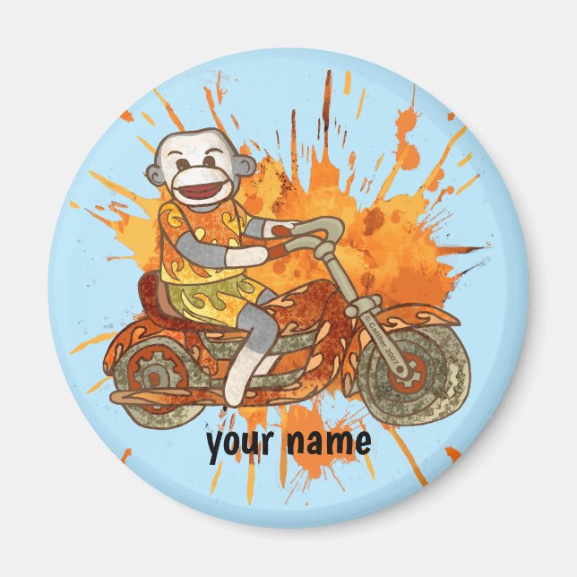 Sock Monkey Motorrad Magnet (Vorne)