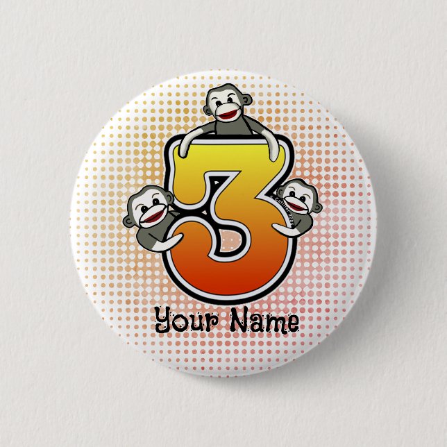 Sock Monkey Nummer 3  Button (Vorderseite)