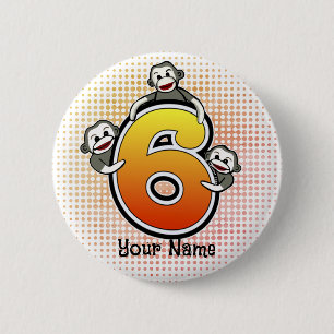 Sock Monkey Nummer 6 Button
