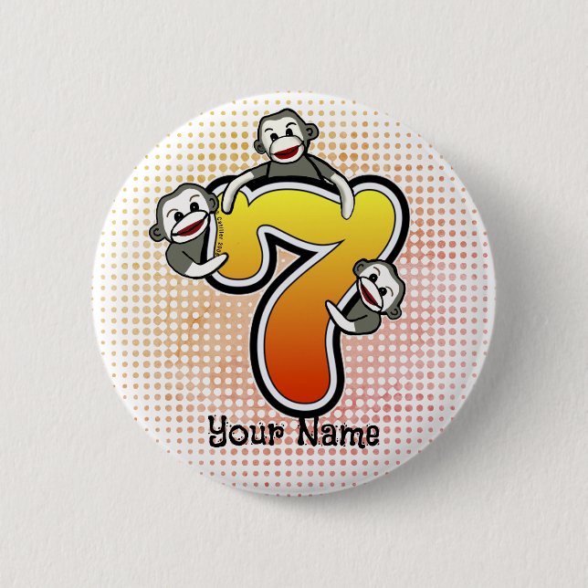 Sock Monkey Nummer 7  Button (Vorderseite)