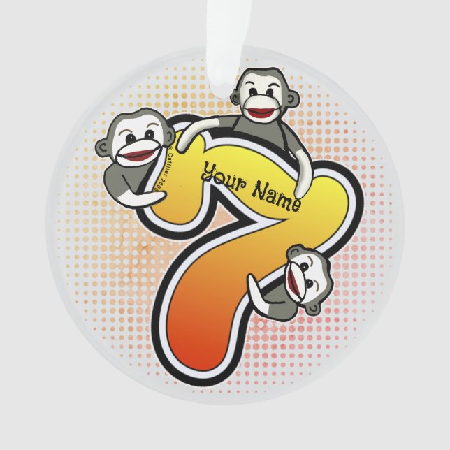 Sock Monkey Nummer 7 Ornament (Vorderseite)