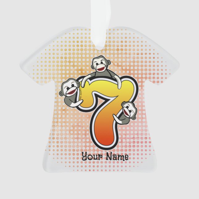 Sock Monkey Nummer 7 Ornament (Vorderseite)