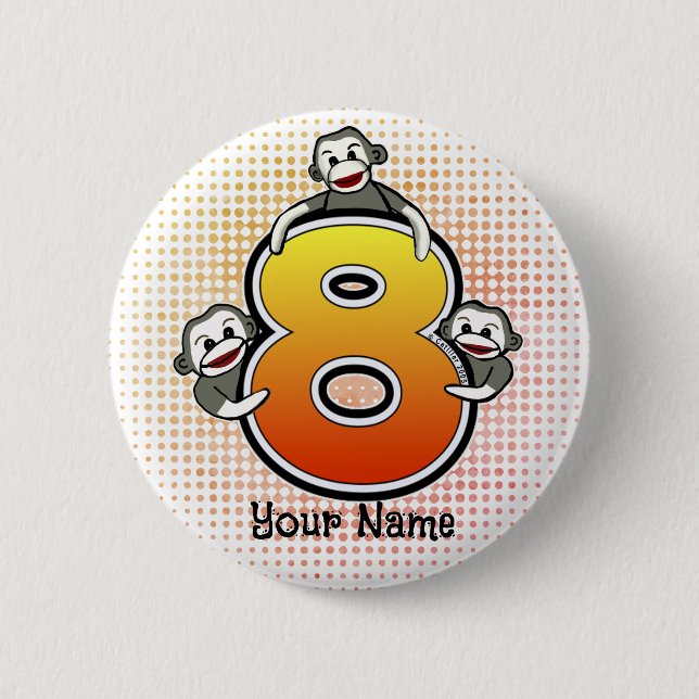 Sock Monkey Nummer 8  Button (Vorderseite)