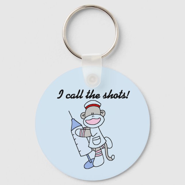 Sock Monkey Nurse I Call the Shots Geschenke Schlüsselanhänger (Vorderseite)