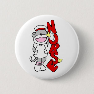 Sock Monkey Nurse T - Shirt und Geschenke Button