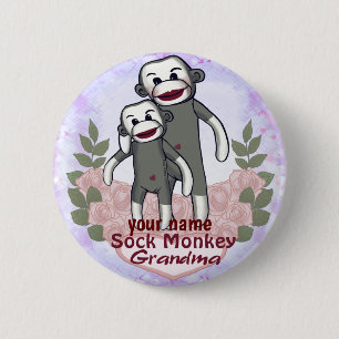 Sock Monkey Oma Button