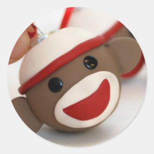 Sock Monkey Ornament Sticker