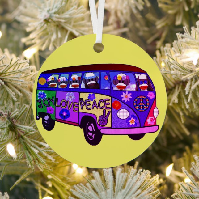 Sock Monkey Peace Bus  Ornament Aus Metall (InSitu)
