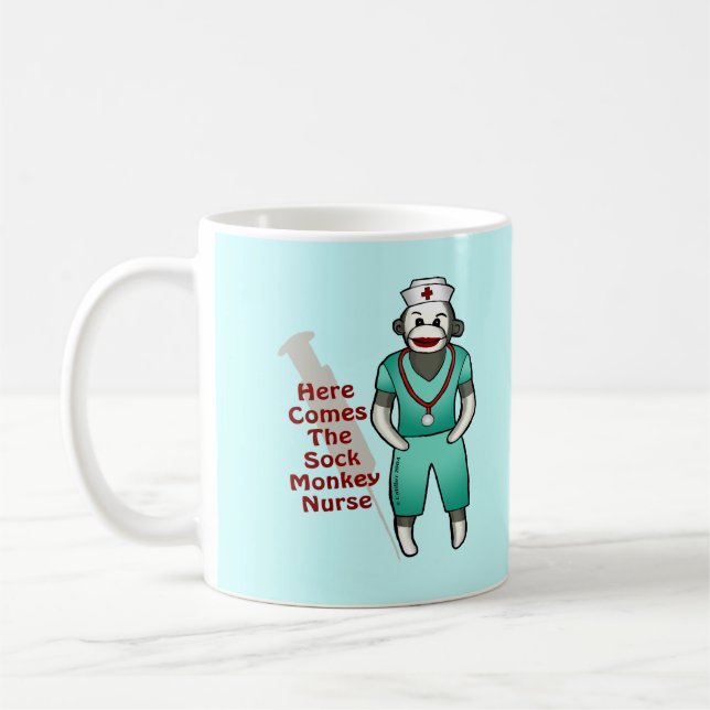 Sock Monkey personnalisé Nurse mug (Gauche)