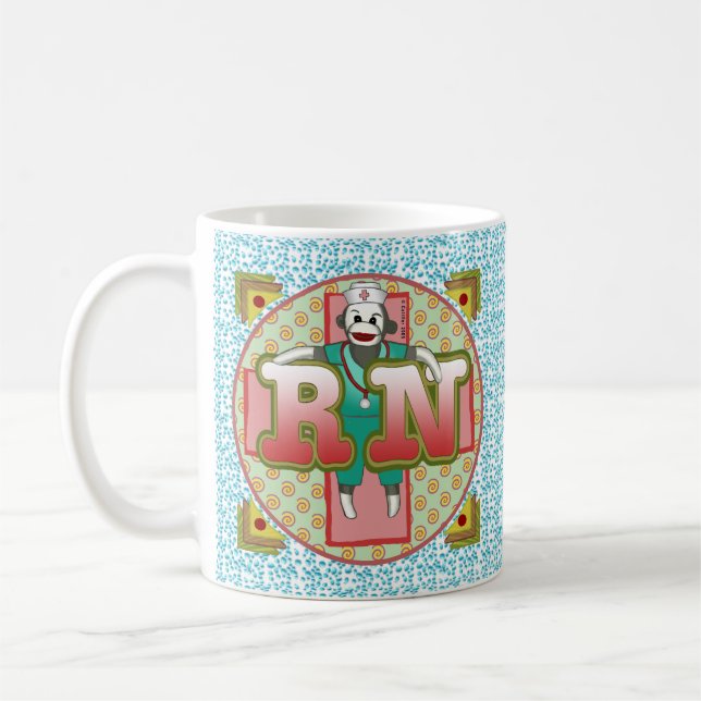 Sock Monkey personnalisé RN Nurse Mug (Gauche)