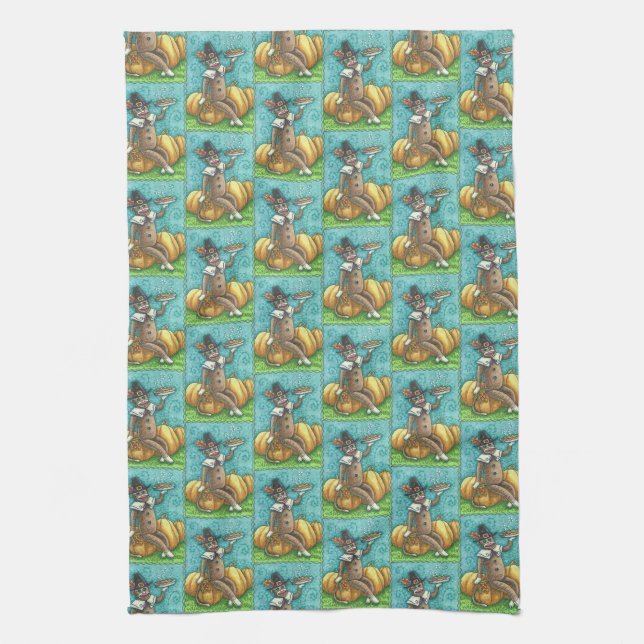 SOCK MONKEY PILGRIM, ERNTEDANK KÜCHE TOWEL GESCHIRRTUCH (Vertikal)