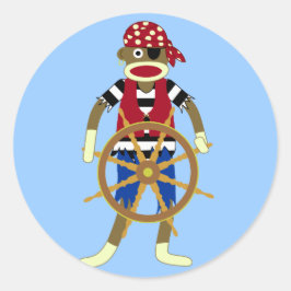 Sock Monkey Pirate Runder Aufkleber