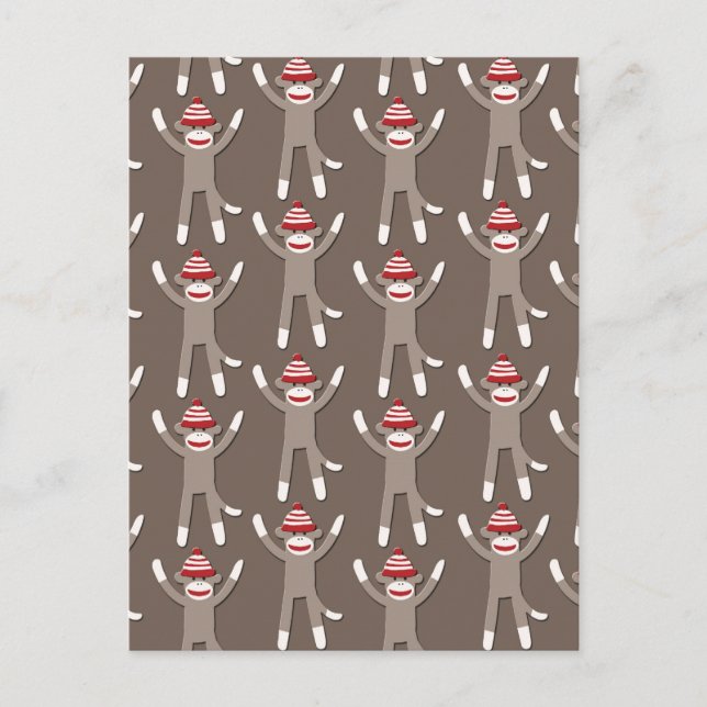 Sock Monkey Print Postkarte (Vorderseite)