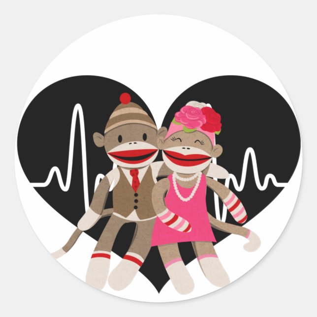 Sock Monkey Runder Aufkleber (Vorderseite)