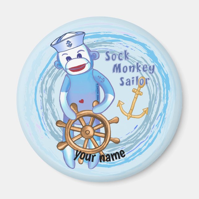 Sock Monkey Sailor Magnet (Vorne)