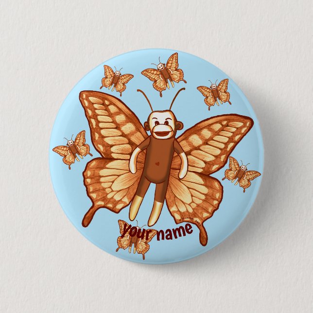 Sock Monkey Schmetterling  Button (Vorderseite)