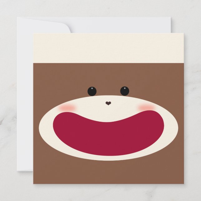 Sock Monkey Smile(Boy) Geburtstag Einladung (Vorderseite)