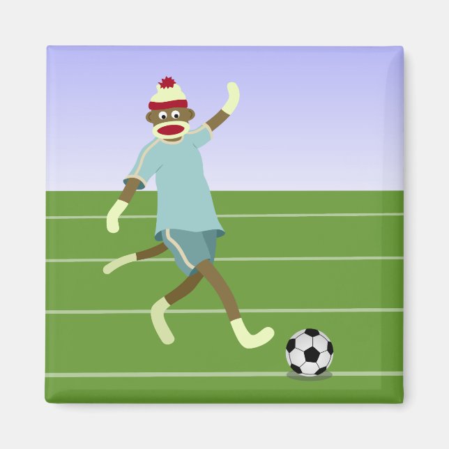 Sock Monkey Soccer Player Magnet (Vorne)