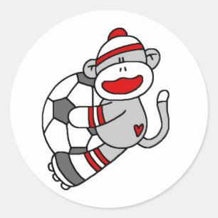 Sock Monkey Soccer Runder Aufkleber
