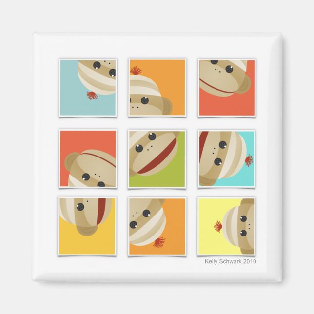 Sock Monkey Socks Blocks von Kelly Schwark Magnet (Vorne)