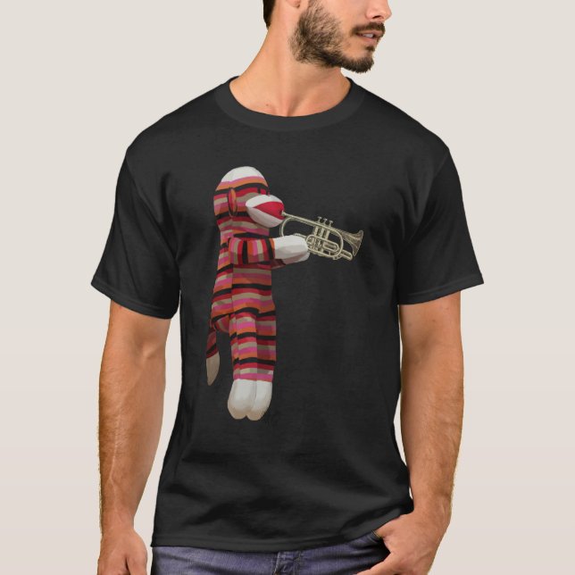 Sock Monkey spielt Trumpet T-Shirt (Vorderseite)