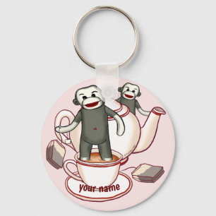 Sock Monkey Teekanne Schlüsselanhänger