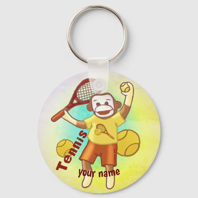 Sock Monkey Tennis Schlüsselanhänger (Vorderseite)