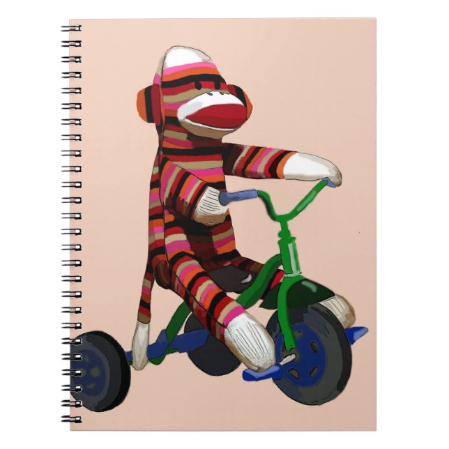 Sock Monkey Tricycle Notizblock (Vorderseite)