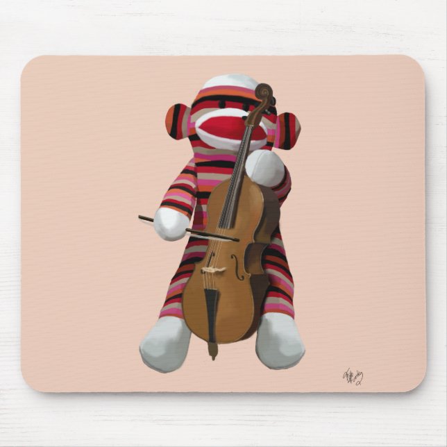 Sock Monkey und Cello 2 Mousepad (Vorne)