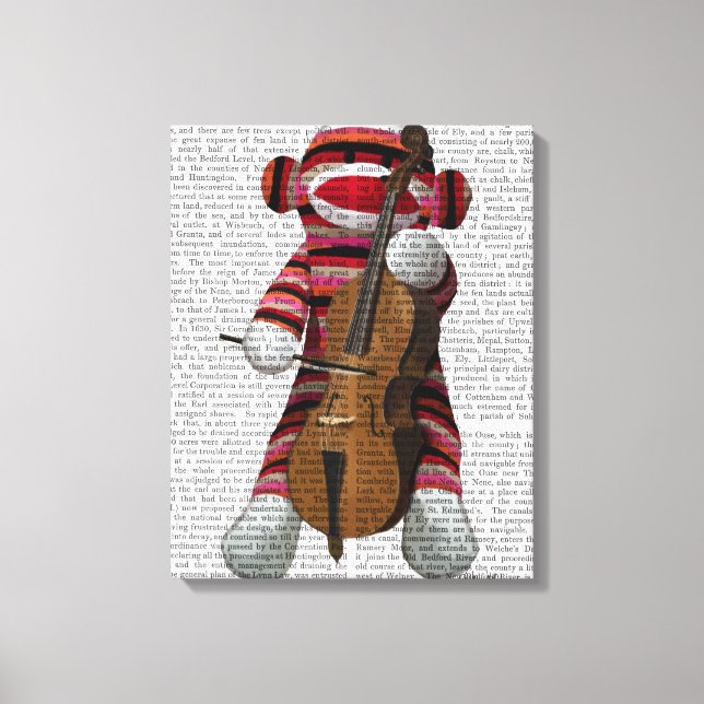 Sock Monkey und Cello Leinwanddruck (Vorderseite)