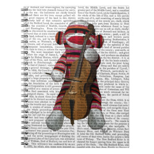 Sock Monkey und Cello Notizblock