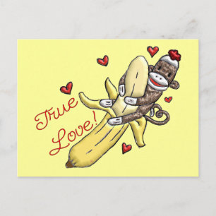 Sock Monkey Valentine Merchandise Feiertagspostkarte