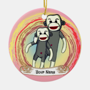 Sock Monkey Vater Keramik Ornament