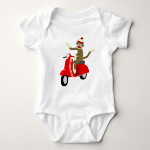 Sock Monkey Vespa Roller Baby Strampler