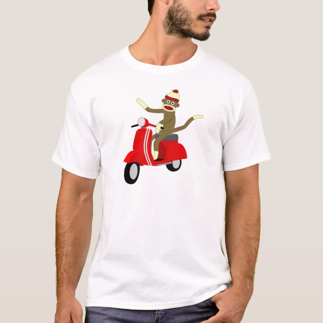 Sock Monkey Vespa Roller T-Shirt (Vorderseite)