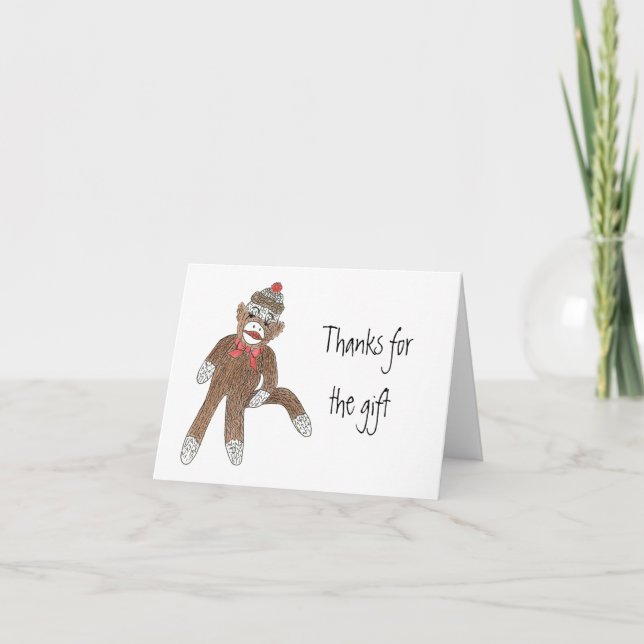 Sock Monkey Vielen Dank für Ihre Geschenkkarte Dankeskarte (Vorderseite)