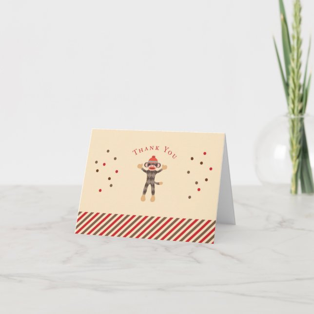 Sock Monkey Vielen Dank Karte (Vorderseite)