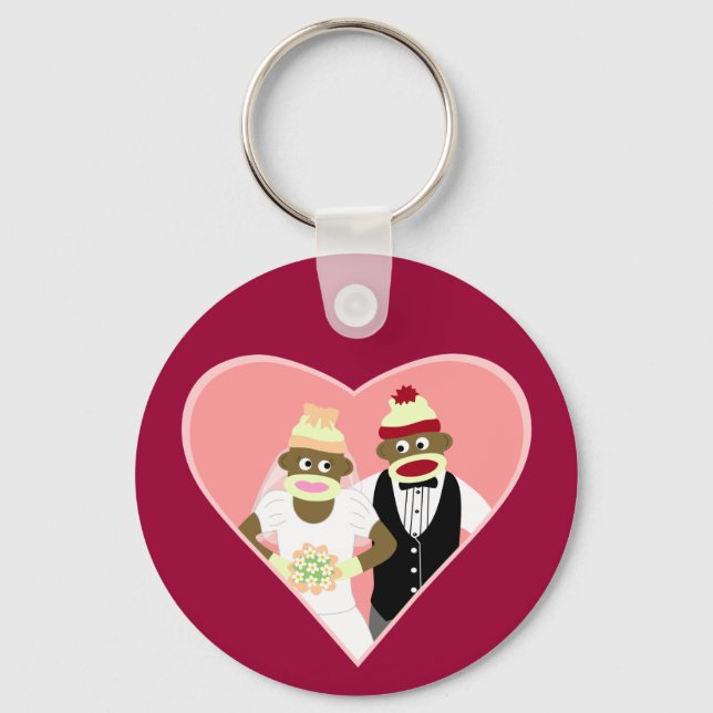 Sock Monkey Wedding Schlüsselanhänger (Vorderseite)
