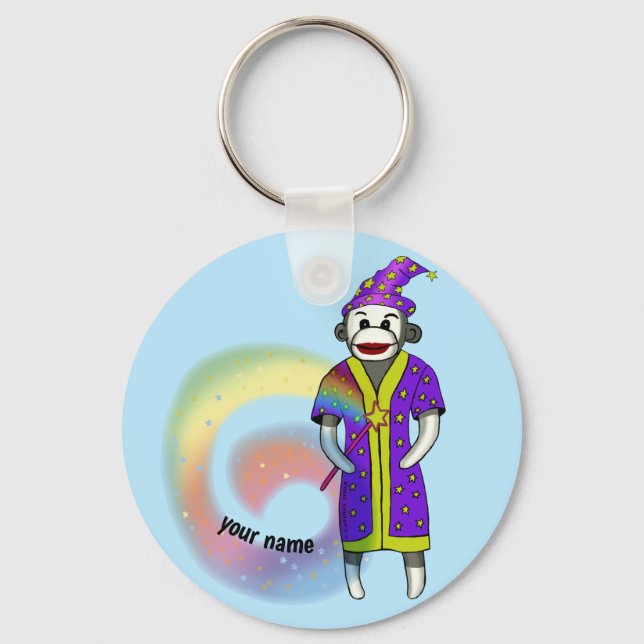 Sock Monkey Zauberer  Schlüsselanhänger (Vorderseite)