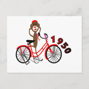 Sock Monkey % Zeichnung eines Fahrrads aus den 195 Postkarte