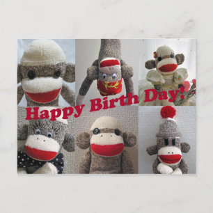Sock Monkeys Bonne carte d'anniversaire