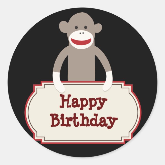 Sock Singe Joyeux Stickers Anniversaire (Devant)