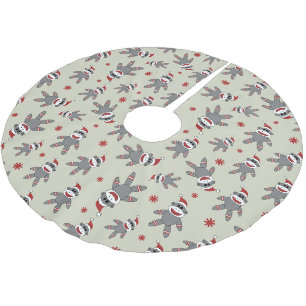 Sockaffe mit Weihnachtsmannmütze Muster Weihnachte Polyester Weihnachtsbaumdecke