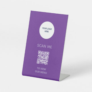 Sockel-Schild – QR-Menüanzeige | lila Sockelschild