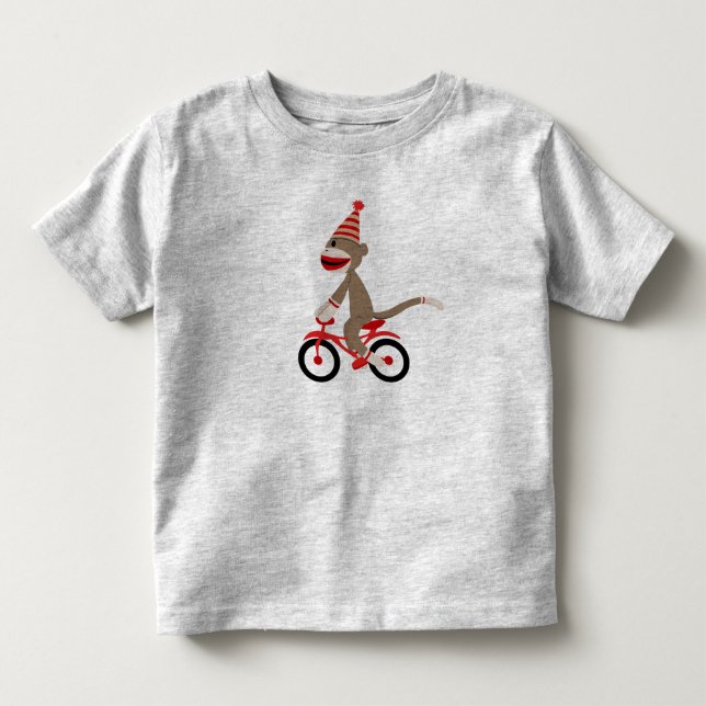 Socken-Affe auf Fahrrad Kleinkind T-shirt (Vorderseite)