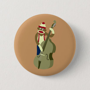 Socken-Affe-aufrechter Bass-Spieler Button