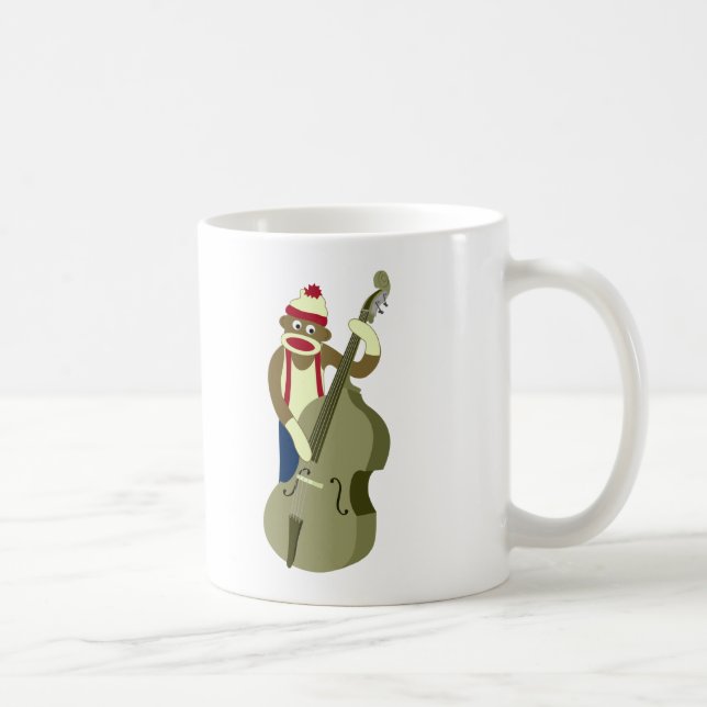 Socken-Affe-aufrechter Bass-Spieler Kaffeetasse (Rechts)
