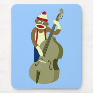 Socken-Affe-aufrechter Bass-Spieler Mousepad