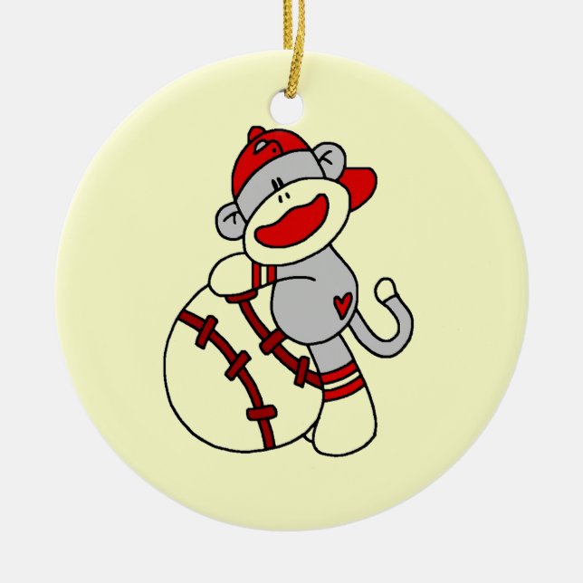 Socken-Affe-Baseball-T - Shirts und Geschenke Keramikornament (Vorne)