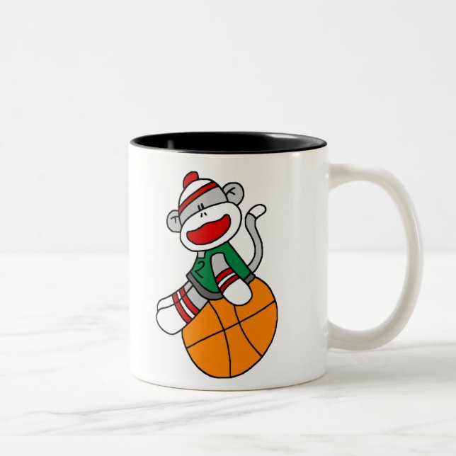 SOCKEN-AFFE-BASKETBALL ZWEIFARBIGE TASSE (Rechts)